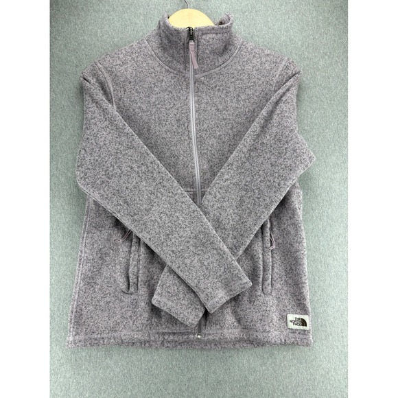 North Face Jacket Womens M Full Zip Sweater Knit Fleece Heather Lilac Purple - Picture 1 of 14